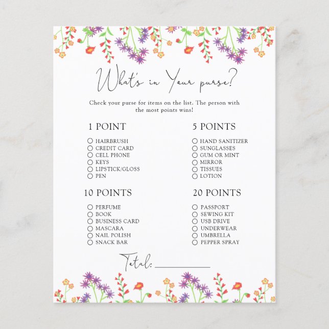 Wildblumen Was in Ihrem Geldbeutel ist (Vorderseite)