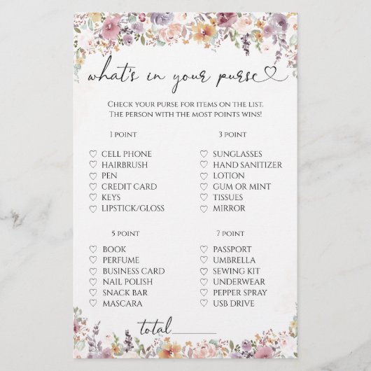 Wildblumen, was in Ihrem Geldbörsenspiel ist (Vorderseite)