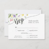 Wildblumen Wasserfarbe Abendessen Auswahl Blaue Ho RSVP Karte (Vorderseite)