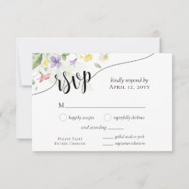 Wildblumen Wasserfarbe Abendessen Auswahl Blaue Ho RSVP Karte
