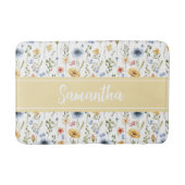 Wildblumen-Wasserfarbe-Boho-farbige Monogramm Badematte (Vorderseite)