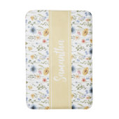 Wildblumen-Wasserfarbe-Boho-farbige Monogramm Badematte (Vorderseite Vertikal)