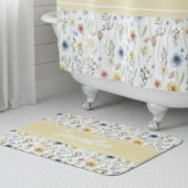 Wildblumen-Wasserfarbe-Boho-farbige Monogramm Badematte