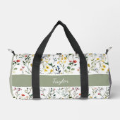 Wildblumen-Wasserfarbe Botanischer Name Duffle Bag (Vorderseite)