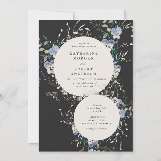 Wildblumen Wasserfarbe Elegante Hochzeit Einladung (Vorderseite)