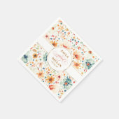 Wildblumen Wasserfarbe Elegante Hochzeit im Herbst Serviette (Ecke)