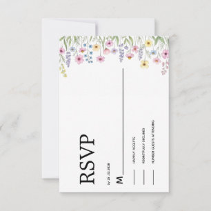 Wildblumen-Wasserfarbe-farbenfrohe RSVP-Karte  RSVP Karte