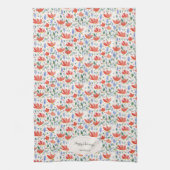 Wildblumen Wasserfarbe in Süß-Rot und Blau Geschirrtuch (Vertikal)