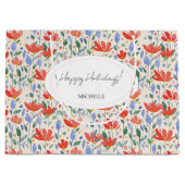 Wildblumen Wasserfarbe in Süß-Rot und Blau Große Geschenktüte (Vorderseite)