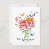 Wildblumen Wasserfarbe in Vase Flat Danke Karte (Vorderseite)