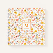 Wildblumen-Wasserfarbe-Monogramm-Notizbuch-Journal
