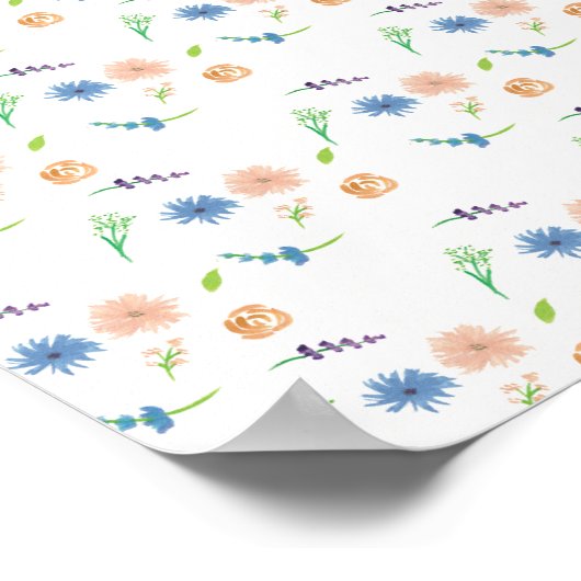 Wildblumen Wasserfarbe Originelle Kunst Poster (Ecke)