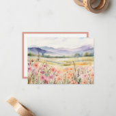 Wildblumen Wasserfarbe Pasta Frühling Wiese Mitteilungskarte (Vorderseite/Rückseite Beispiel)
