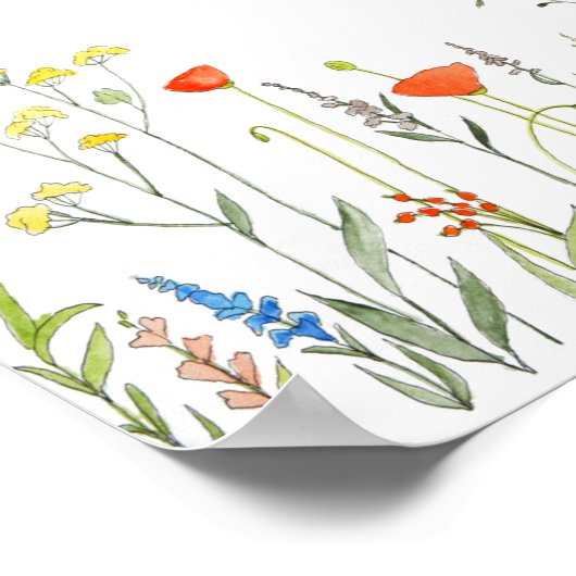 Wildblumen Wasserfarbe Poster (Ecke)