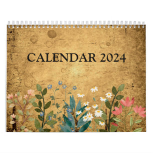 Wildblumen, Wasserfarbe, Vintag Kalender