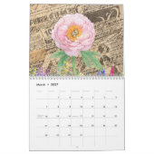 Wildblumen, Wasserfarbe, Vintag Kalender (Mär 2027)