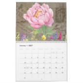 Wildblumen, Wasserfarbe, Vintag Kalender (Jan 2027)