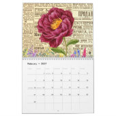 Wildblumen, Wasserfarbe, Vintag Kalender (Feb 2027)