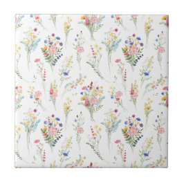 Wildblumen-Wasserfarben-Blumenmuster Fliese