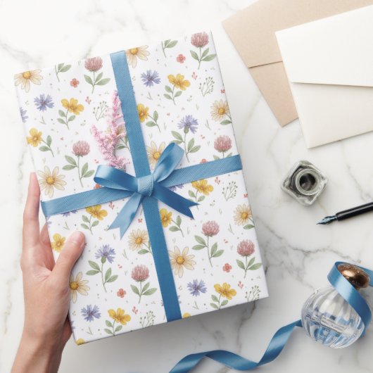 Wildblumen-Wasserfarben-Blumenmuster Geschenkpapier (Schenken)