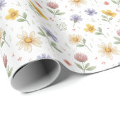 Wildblumen-Wasserfarben-Blumenmuster Geschenkpapier (Rolleneckpunkt)