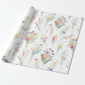 Wildblumen-Wasserfarben-Blumenmuster Geschenkpapier (Ungerollt)
