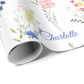 Wildblumen-Wasserfarben-Blumenmuster Geschenkpapier (Rolleneckpunkt)