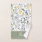 Wildblumen-Wasserfarben-Botanik-Monogramm Badhandtuch Set (Handtuch)