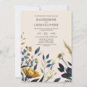 Wildblumen Wasserfarben Elegante Hochzeiten mit Fl Einladung (Vorderseite)