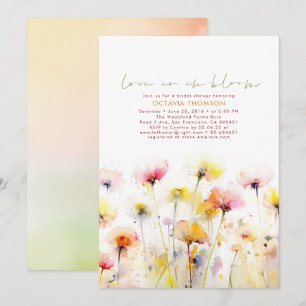Wildblumen Wasserfarben Elegantes Boho Brautparty Einladung