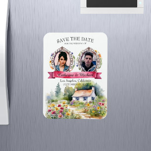 Wildblumen Wasserfarben Frühjahr Hochzeit Foto Magnet