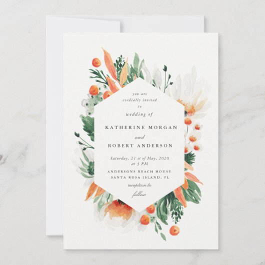 Wildblumen Wasserfarben Hochzeitseinladung Einladung (Vorderseite)