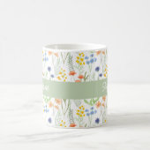 Wildblumen-Wasserfarben-Monogramm-Name Kaffeetasse (Mittel)