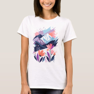 Wildblumen-Wasserfarben-T-Shirt für Damen T-Shirt