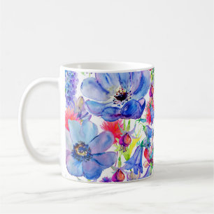 Wildblumen-Wasserfarben-Tapete Kaffeetasse