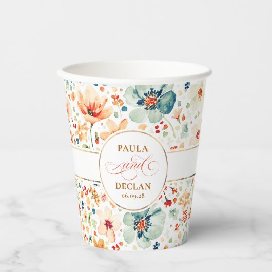 Wildblumen Wasserfarbene Flora Pappbecher (Vorderseite)