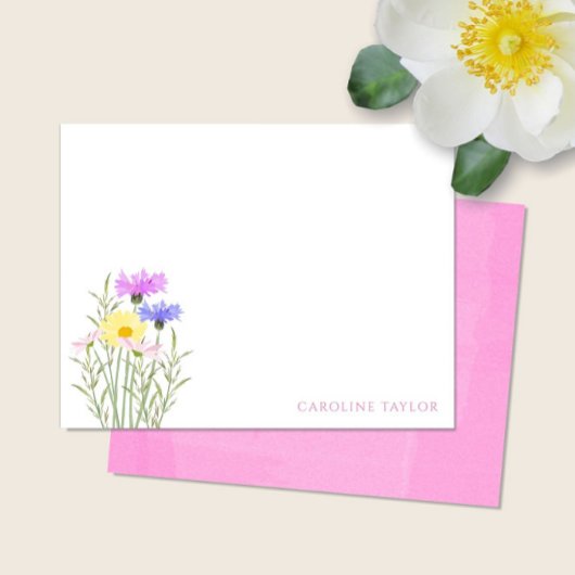 Wildblumen Wasserfarbene Frühlingsböden Mitteilungskarte