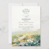 Wildblumen Wasserfarbenwelt Hochzeit auf Wiesen Einladung (Vorderseite)