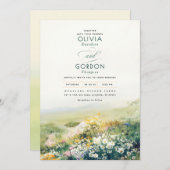 Wildblumen Wasserfarbenwelt Hochzeit auf Wiesen Einladung (Vorne/Hinten)