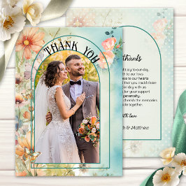 Wildblumen Watercolor Wedding Foto Vielen Dank Dankeskarte