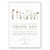 Wildblumen Wedding bedankt sich für moderne Tischk Tischnummer (Vorderseite)