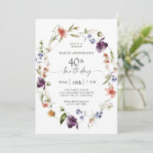 Wildblumen Weibliche Blüte 40. Geburtstag Party Einladung (Stehend Vorderseite)