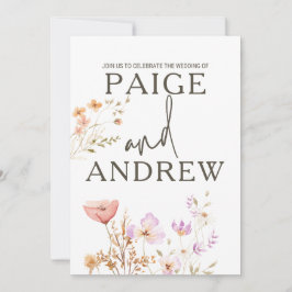 Wildblumen Weißes Bauernhaus Einladung Hochzeit