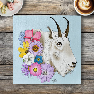 Wildblumen Weißes Bergziege Natur Wildtiere Puzzle