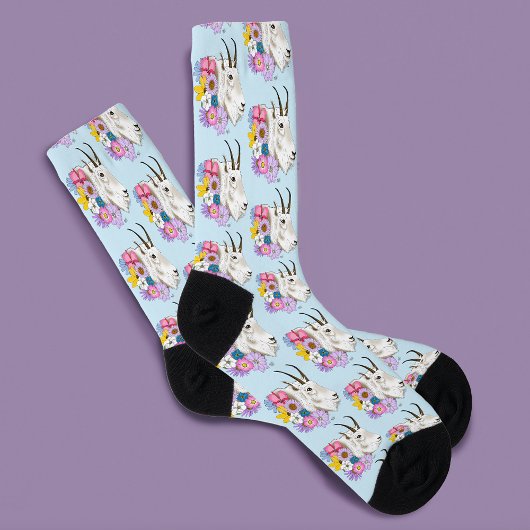 Wildblumen Weißes Bergziege Natur Wildtiere Socken