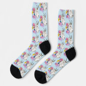 Wildblumen Weißes Bergziege Natur Wildtiere Socken (Linkes Detail)