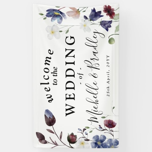 Wildblumen "Welcome to" Chic Boho Wedding Banner (Vertikal)