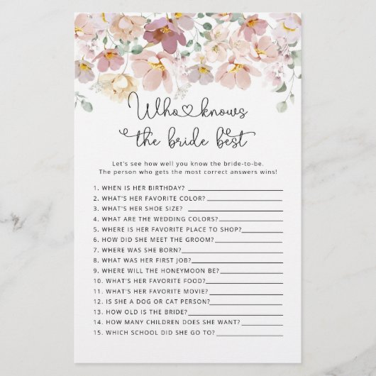 Wildblumen Wer das beste Brautspiel kennt (Vorderseite)