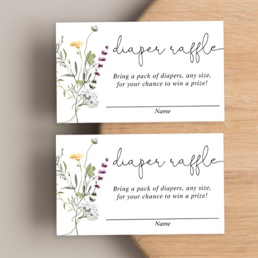 Wildblumen werfen Babydusche mit Gewinnkarten Begleitkarte