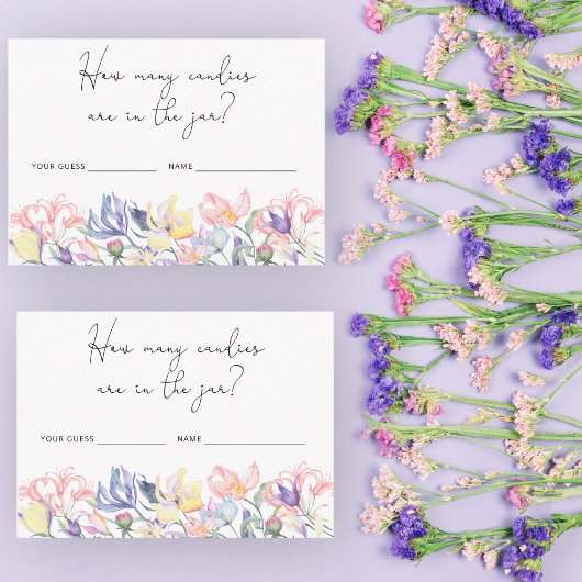 Wildblumen - Wie viele Bonbons gibt es im Glas Enc Begleitkarte